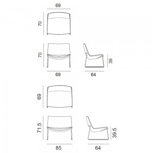 Butaca Catifa 60 Lounge tapizada patín Arper. Ideal para interiores.
