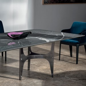 Mesa Universe Rectangular Madera/Mármol de Bontempi. Mesas de comedor de diseño.