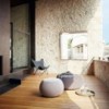 Puff Pix Outdoor Arper. Diseño para terrazas o jardines tapizado.