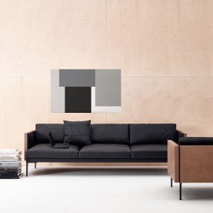 Sofá Steeve madera tapizado Arper. Diseño moderno para ambientes contract.