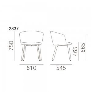 Sillón Nym 2837 de Pedrali. Sillas de diseño. Sillas tapizadas modernas.