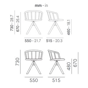 Sillón Nym 2845/2846 de Pedrali. Sillas de diseño. Sillas giratorias de oficina.