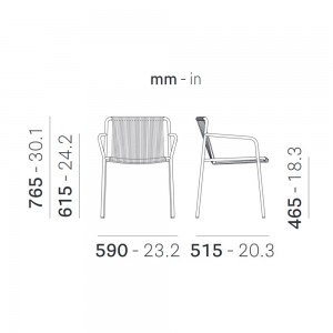 Sillón Tribeca 3665 de Pedrali. Sillas para exterior. Sillas metálicas.