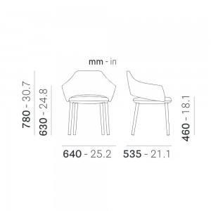 Sillón Vic 645 de Pedrali. Sillas modernas. Sillones tapizados de diseño.