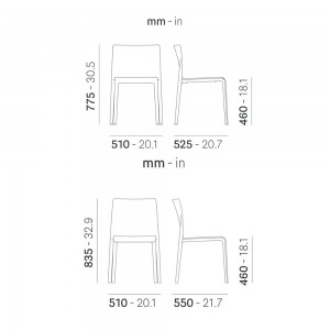 Silla Volt 671/3-2 de Pedrali. Sillas de diseño. Silla modernas para contract.