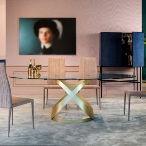 Mesa Capri Redonda Cristal de Tonin casa. Muebles modernos de hogar.