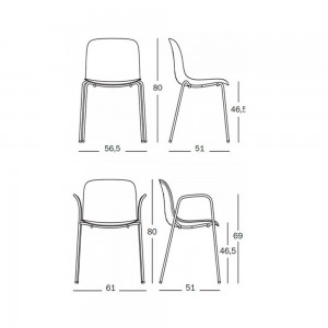 Silla Troy Madera Tapizada Acero de Magis. Silla para cocina o comedor.