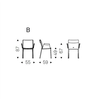 Silla Isabel con brazos de Cattelan. Sillas tapizada. Sillas para comedor.