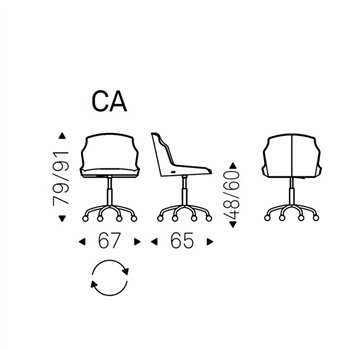Silla Tyler wheels de Cattelan. Sillas diseño. Sillas de oficina con ruedas.