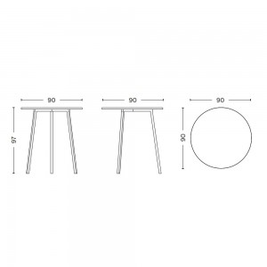 Mesa alta Loop Stand Round Hay. Mesa de diseño moderno para interiores.