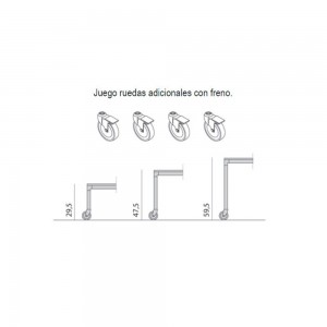 Ruedas Helsinki 30 Desalto. Juego ruedas con freno para mesitas Helsinki 30.