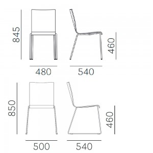 Silla Kuadra 1331/1328 de Pedrali. Sillas de diseño. Sillas de madera contrachapada.