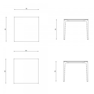Mesa cuadrada Allsize aluminio moteado para exteriores de Fast. Mesas de terraza y jardín.