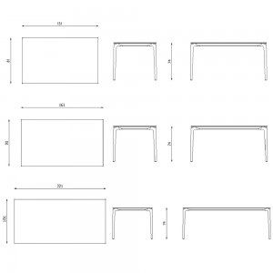 Mesa rectangular Allsize Aluminio de elegante diseño de Fast. Mesas para exteriores.