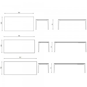 Mesa rectangular Allsize Aluminio de elegante diseño de Fast. Mesas para exteriores.