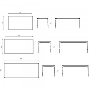 Mesa rectangular Iroko de elegante diseño de Fast. Mesas para exteriores.