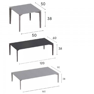 Mesa baja Allsize aluminio moteado para exteriores de Fast. Mesas de terraza y jardín.