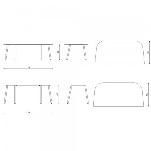Mesa baja Aluminio Moteado 4 patas Mosaiko moderna de Fast. Mesas modulares para exteriores.