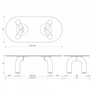 Mesa ovalada Elephante para salón de Mogg. Mesas de diseño original y auténtico.