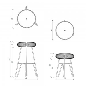 Taburete Donut de Mogg. Taburetes modernos ideal para espacios contract.