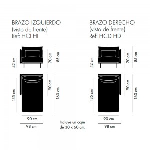 Chaiselongue con brazo Costura Stua