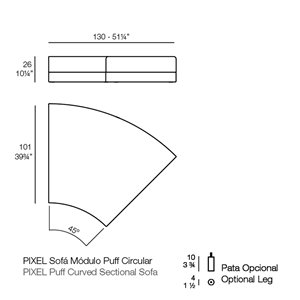 Módulo Puff Curvo 45º Pixel Vondom
