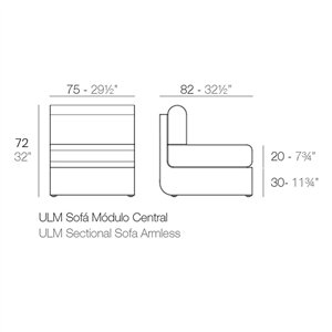 Sofá Ulm módulo central con Acolchado silvertex y opción de luz