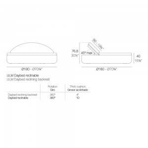 Cama Ulm Daybed Ø180 abatible Vondom
