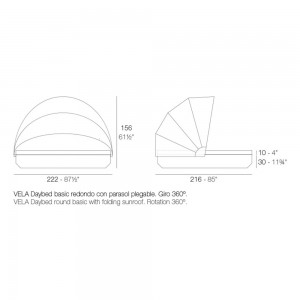 Cama Vela Daybed Basic redonda con parasol Resistente al Sol