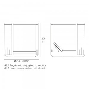 Pérgola Vela redonda con cortinas para camas Daybed