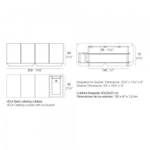 Barra Vela catering con cubitera y opción de luz | Diseño Vondom