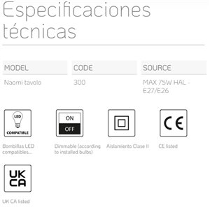 Lámpara sobremesa Naomi Lumina