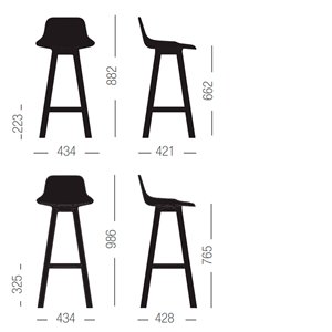 Taburete Set Patas de Madera Roble Alto Sellex