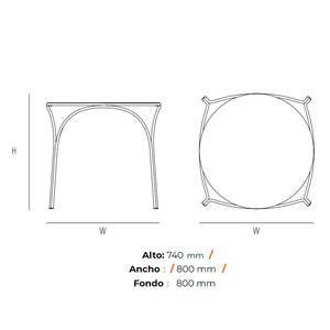Mesa cuadrada Ample GTV Thonet Vienna