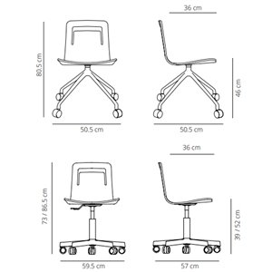 Silla Klip base giratoria con ruedas Viccarbe