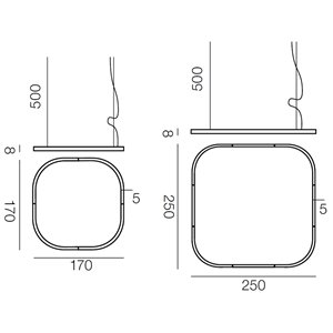 Lámpara suspensión Loop cuadrada Martinelli Luce