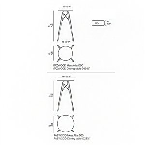 Mesa redonda alta Faz Wood Vondom