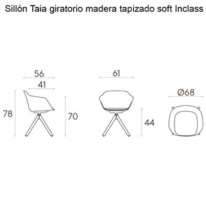 Sillón Taia giratorio madera tapizado soft Inclass