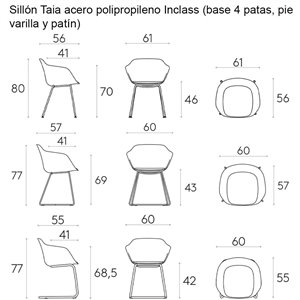 Sillón Taia acero polipropileno Inclass