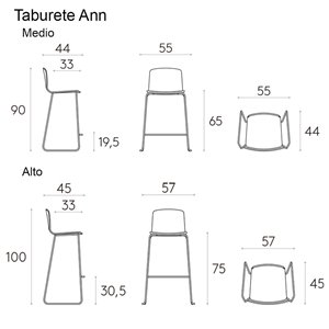 Taburete Ann tapizado Inclass