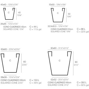 Macetero Cono Cuadrado Simple Vondom