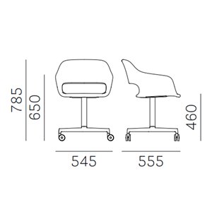 Sillón Babila con ruedas tapizada Pedrali