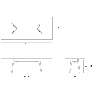 Mesa Lewood rectangular cristal Sovet Italia