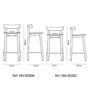 Taburete con Respaldo Nora Tapizado Gazzda