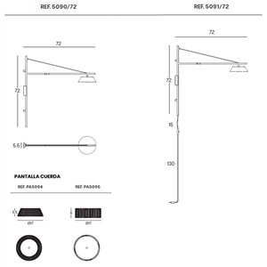 Aplique Nexo brazo largo cuerda FM Iluminación