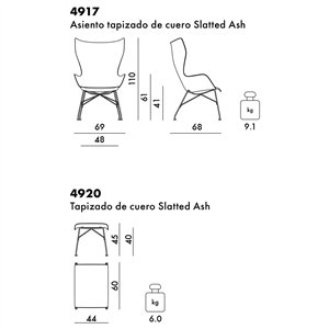 Sillón K/Wood Cuero Kartell