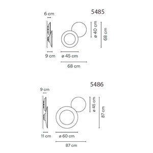 Lámpara aplique Puck Wall Art doble liso con aro Vibia