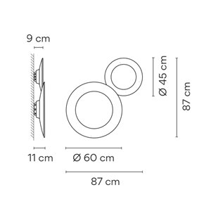 Lámpara aplique Puck Wall Art doble con aro Vibia