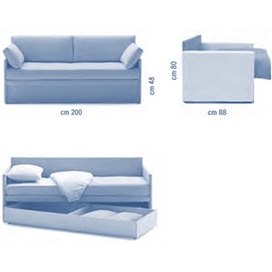 Sofá cama Sky Due con almacenamiento Campeggi