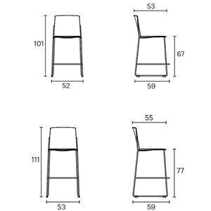 Taburete Ema patín polipropileno Enea